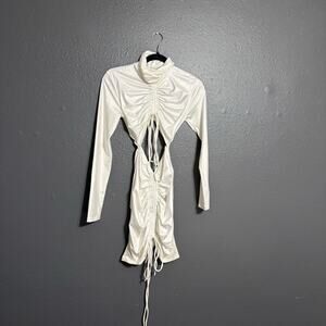 Kikiriki White Cinched Long Sleeve Mini Dress Size M